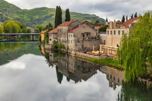 Photo of View at Old town of Trebinje and Trebisnjica river with beautiful reflections