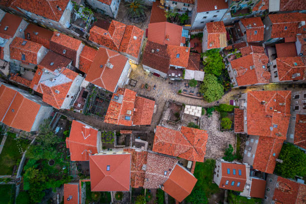 istock Aerial evening view of Budva old town 1390572511