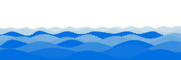 海の波の様式化された描画、ハーフトーンドットの背景、フェードドット - abstract summer sea vector点のイラスト素材／クリップアート素材／マンガ素材／アイコン素材