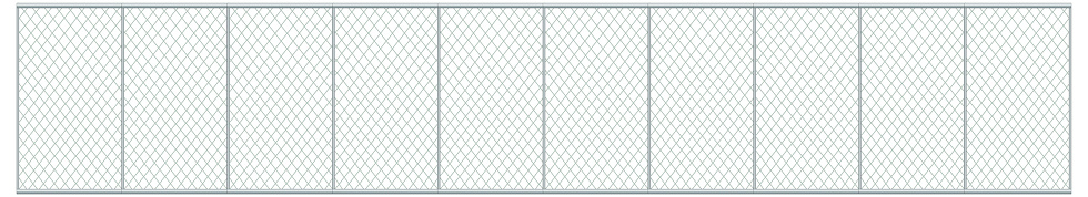 Metal chain link fence on white background