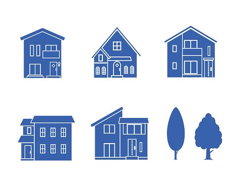 Illustration set of various detached silhouettes