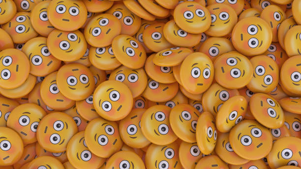 istock 3D rendering of a bunch of flushed-faced emojis 1390579542