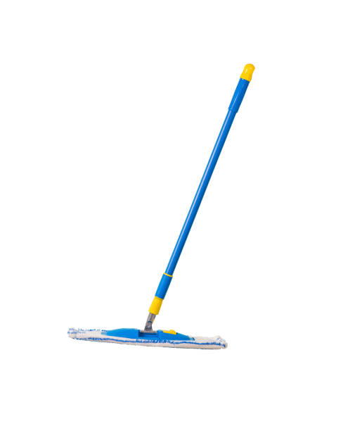 istock A blue cleaning mop with a white rag isolated on a white background. 1390581087