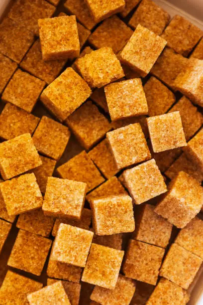 brown sugar cubes close up