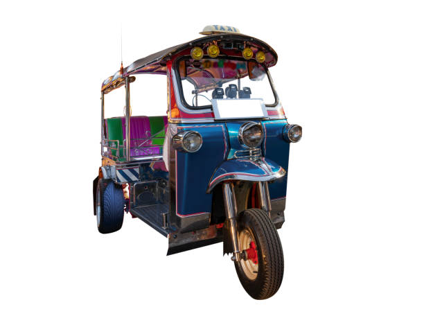 tuk tuk isolated on white background - jinrikisha thailand tuk transportation imagens e fotografias de stock