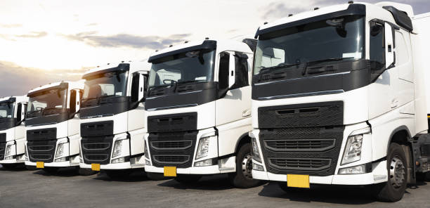 row of trucks