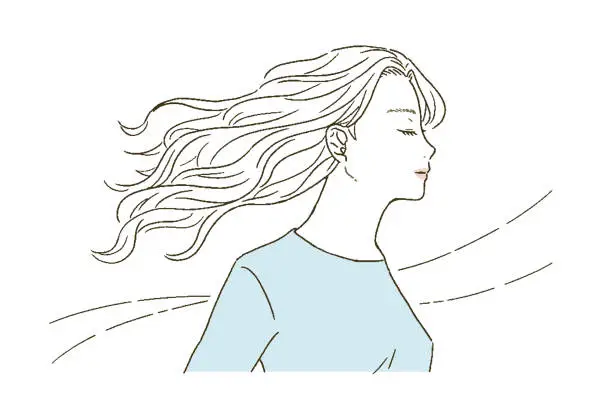 Vector illustration of Beauty Illustration of a woman with long hair in profile