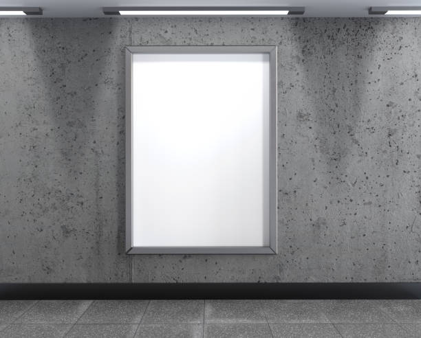 Blank poster or billboard advertising mockup on subway wall