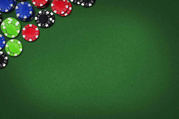 istock Poker chips on the green table. Top View.Copy space. Gambling concept. 1390603017