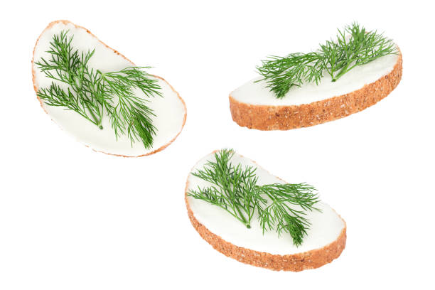 sandwich with melted cheese and dill isolated