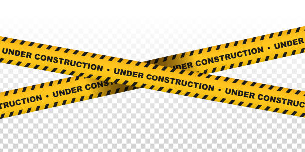 wektorowa taśma ostrzegawcza tekstu w budowie - construction site stock illustrations
