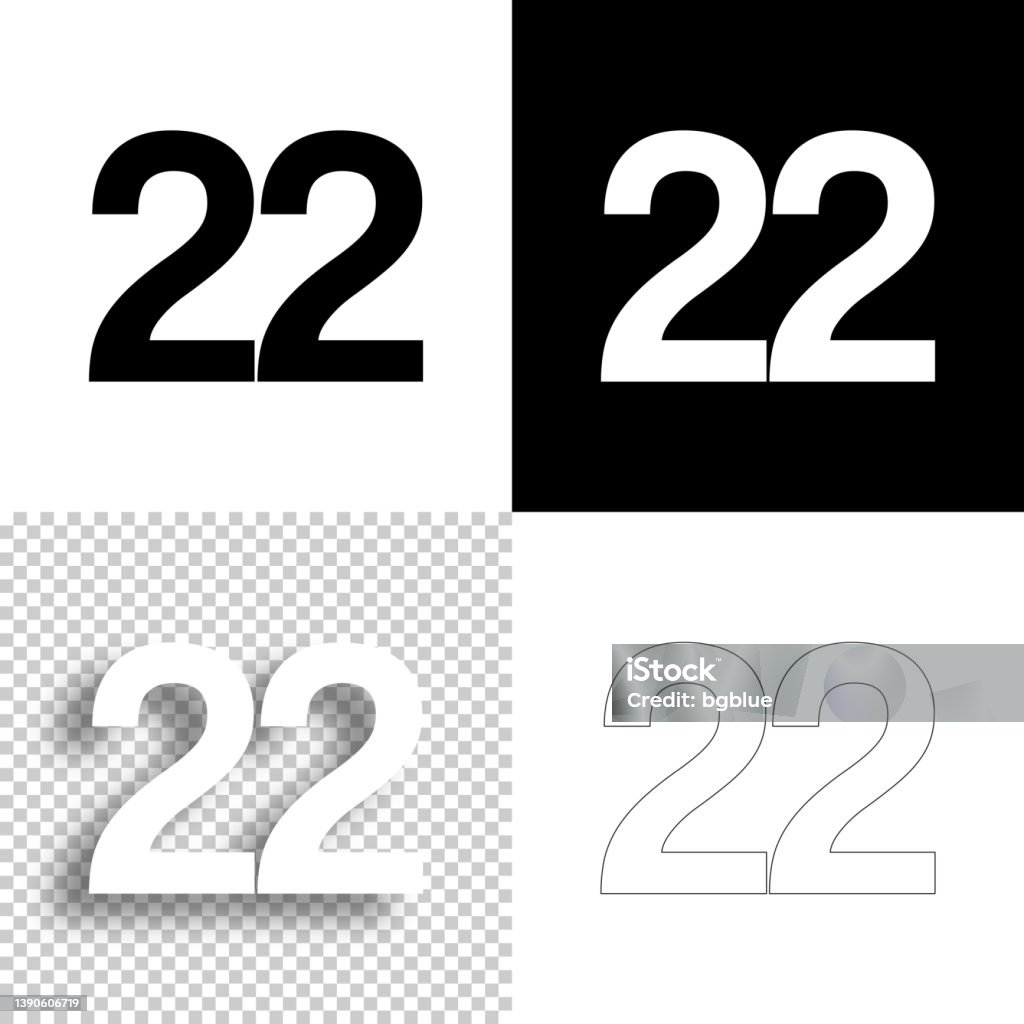 Vetores de 22 Número 22 Ícone Para Design Fundo Em Branco Branco E Vetores de 22 Número 22 Ícone Para Design Fundo Em Branco Branco E