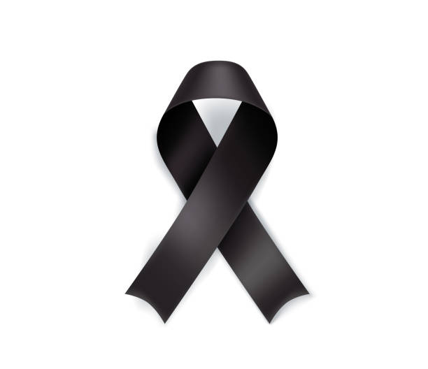 istock Melanoma awareness month symbol. Black ribbon isolated on white background 1390608197