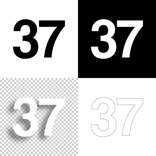 37 - Number Thirty-seven. Icon for design. Blank, white and black backgrounds - Line icon Icon of "37 - Number Thirty-seven" for your own design. Four icons with editable stroke included in the bundle: - One black icon on a white background. - One blank icon on a black background. - One white icon with shadow on a blank background (for easy change background or texture). - One line icon with only a thin black outline (in a line art style). The layers are named to facilitate your customization. Vector Illustration (EPS10, well layered and grouped). Easy to edit, manipulate, resize or colorize. Vector and Jpeg file of different sizes. number 37 illustrations stock illustrations