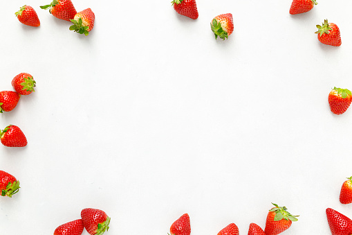 Strawberry on blue background.