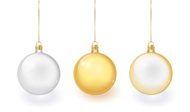 istock Vector Realistic 3d Christmas Glossy Glass Ball, Mock-up Set Closeup Isolated on Transparency Grid Background. Design Template of Xmas and New Year Tree Toy Decoration Ball for Mockup 1390612193
