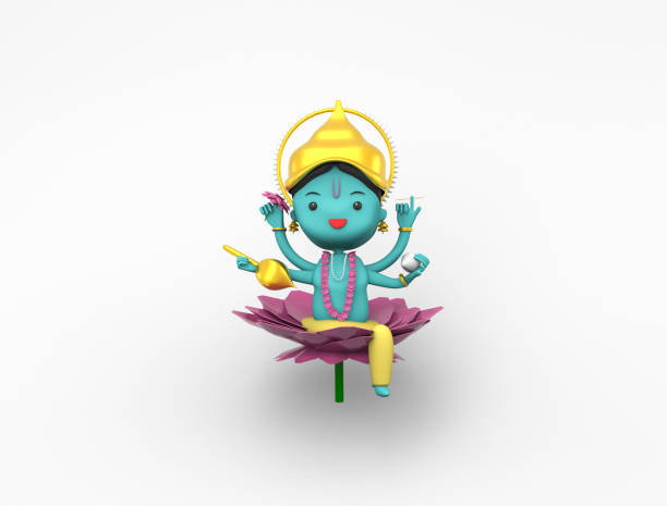 istock Cute God Vishnu Hindu god 3d illustration 3d render illustration Image 1390615505