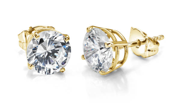 istock Yellow Gold Round Diamond Earrings 1390616611