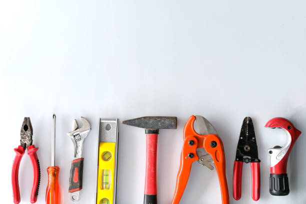 istock Tools for repairing top view on white background for maintenance and repairing concept 1390617601