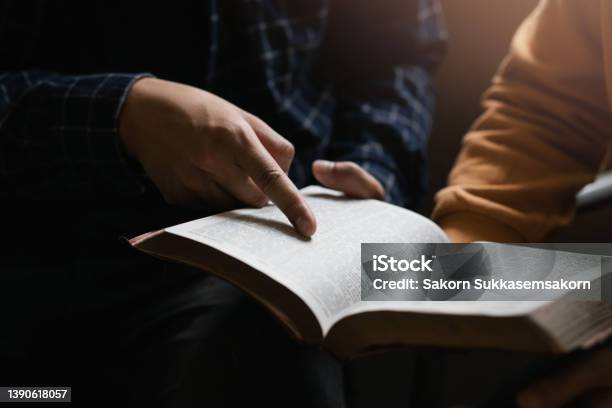 Two Lovers Studying The Bible It Is Gods Love For Christians Stock Photo - Download Image Now