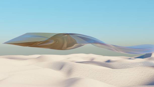 istock Big sand dunes panorama. Desert or beach sand textured background. 3d rendering. 1390620426