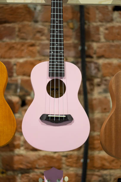 istock little pink ukulele guitar hanging on  wall 1390622287