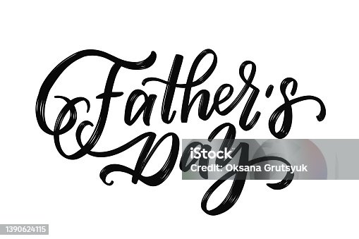 istock Happy Fathers Day typography banner. Father's day sale promotion calligraphy poster. Vector illustration 1390624115