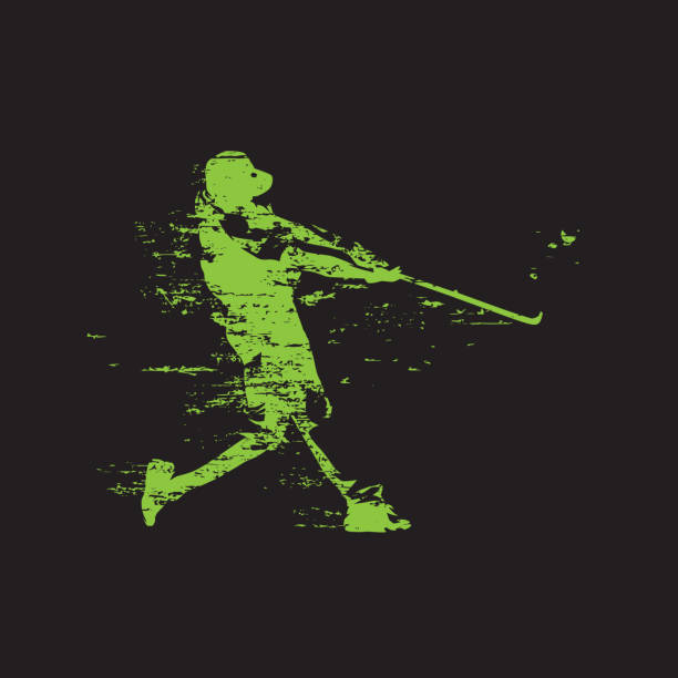 ilustraciones, imágenes clip art, dibujos animados e iconos de stock de jugador de béisbol, estilo grunge, silueta vectorial aislada abstracta - baseball league