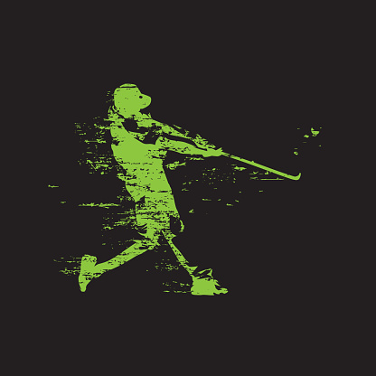 Baseball player, grunge style, abstract isolated vector silhouette