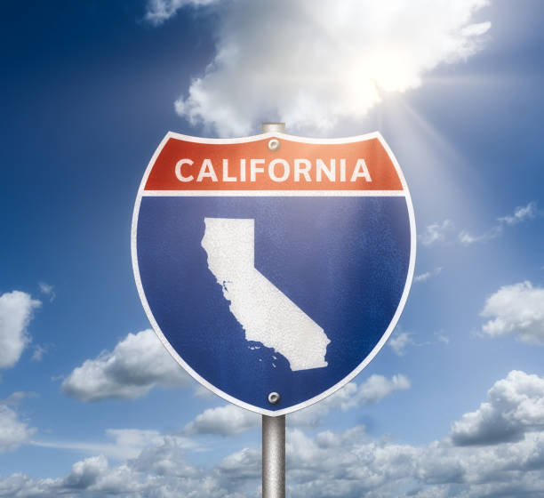 Direction to the Golden State of California stock photo