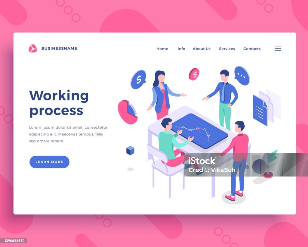 Teamwork Process Visual Teamwork Process Concept Office People And Interact With Graph Stock ...