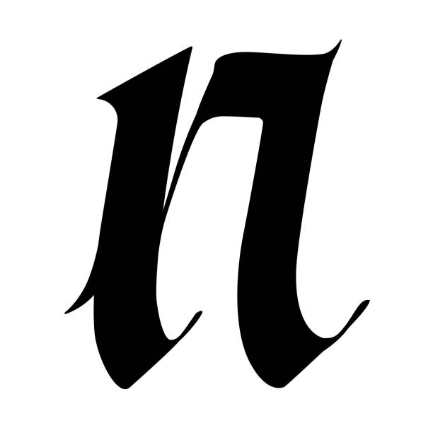 istock The letter n in the Gothic style. Vector. Old alphabet. The symbol is isolated on a white background. Calligraphic, medieval Latin letter. Logo for the company. Monogram. An elegant font for a tattoo. 1390638542