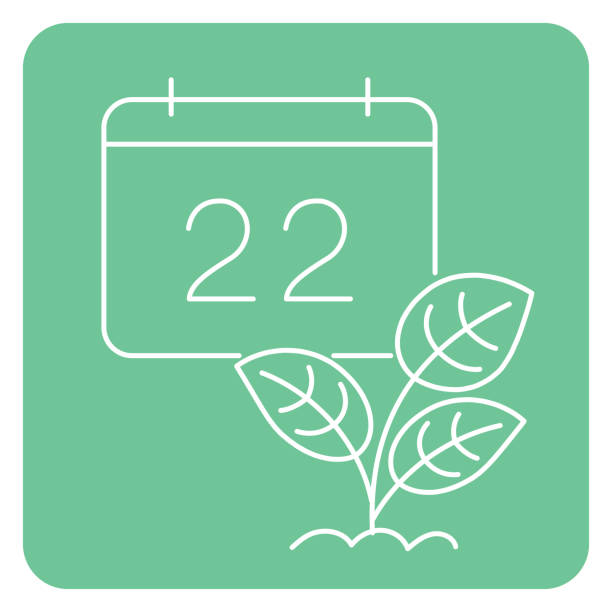 Calendar Plant Garden Thin Line Icon With Editable Stroke On Transparent Base Editable stroke nature growth concept icons on a Transparent background. There is NO white shape behind this icon so it’s easier to drop the file into your projects. nature calendar stock illustrations