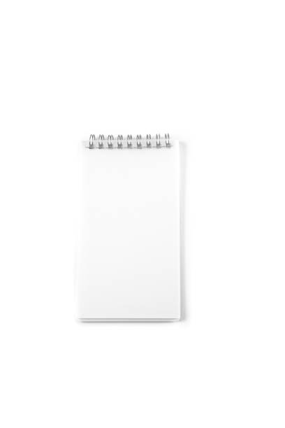 notepad on white background - spiral notebook audio imagens e fotografias de stock