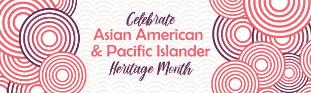 ilustrações de stock, clip art, desenhos animados e ícones de asian american and pacific islander heritage month. vector abstract geometric horizontal banner for social media. aapi history annual celebration in usa. - month