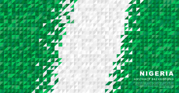 флаг нигерии. абстрактный фон из небольших треугольников в виде красочных зелено-белых полос флага нигерии. абстрактный фон небольших треу - africa backgrounds canvas celebration stock illustrations