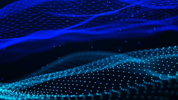 istock Abstract futuristic wave background. Network connection dots and lines. Digital background. 3d rendering. 1390647366