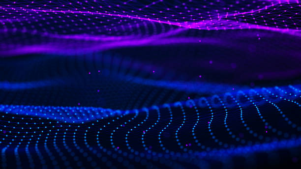 istock Abstract futuristic wave background. Network connection dots and lines. Digital background. 3d rendering. 1390647373