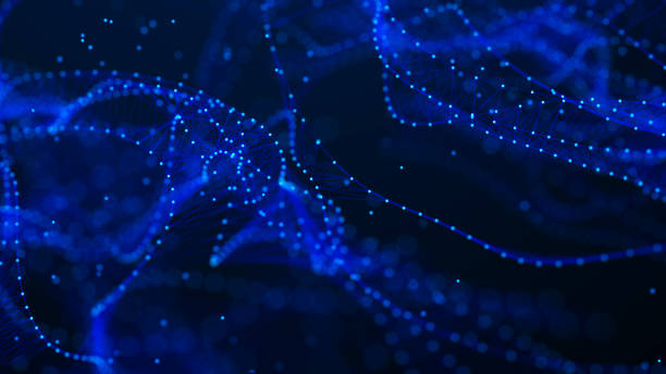istock Abstract futuristic wave background. Network connection dots and lines. Digital background. 3d rendering. 1390647379