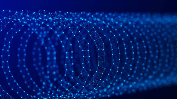 istock Abstract digital wormhole. Sci-fi tunnel or portal. Digital binary data tunnel. Futuristic space travel concept. Wireframe 3d surface. 3d rendering. 1390647400