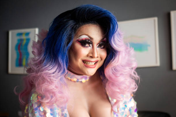 istock Portrait of a drag queen in progress 1390647468