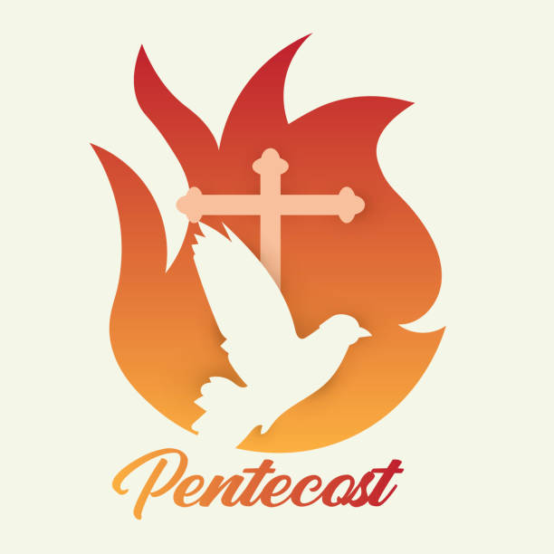 istock Pentecost Sunday catholic christian holiday Holy spirit celebration flame dove poster background art 1390650430