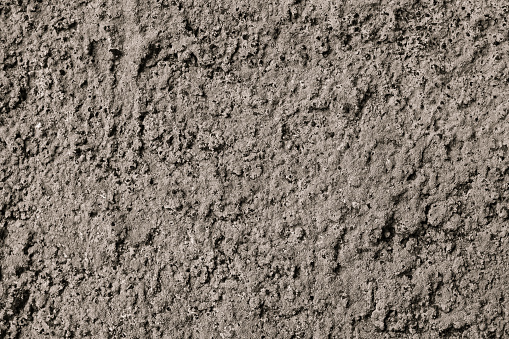 Dark dry ground texture close-up. Drought season concept