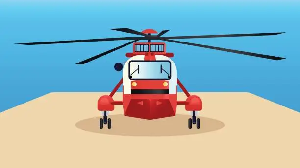 Vector illustration of Fire fighter helicopter. Cartoon illustration