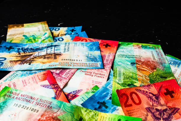 istock Swiss franc banknote.  CHF currency, world money concept 1390656586