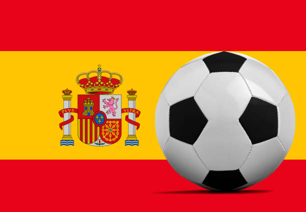 istock Soccer ball with Spain national team flag. 1390657153
