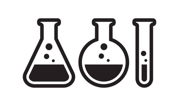 Test tube and lab flasks. Vector icon illustration isolated on white. Test tube and lab flasks. Vector icon illustration isolated on white background beaker stock illustrations