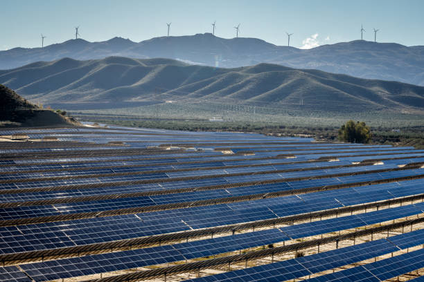 Solar energy industry fields in Andalusia stock photo