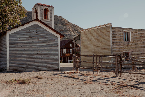 Western Leone western town in the landscape of the Tabernas desert