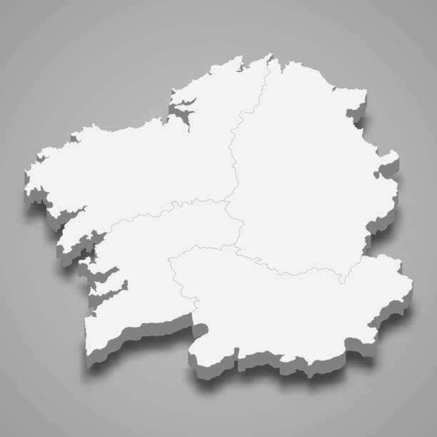 ÐÑÐ½Ð¾Ð²Ð½ÑÐµ RGB 3d map of Galicia is a region of Spain galicia stock illustrations